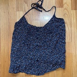 NWOT Brandy Melville Navy Blue Floral Button Halter Tank Top - Light and Airy